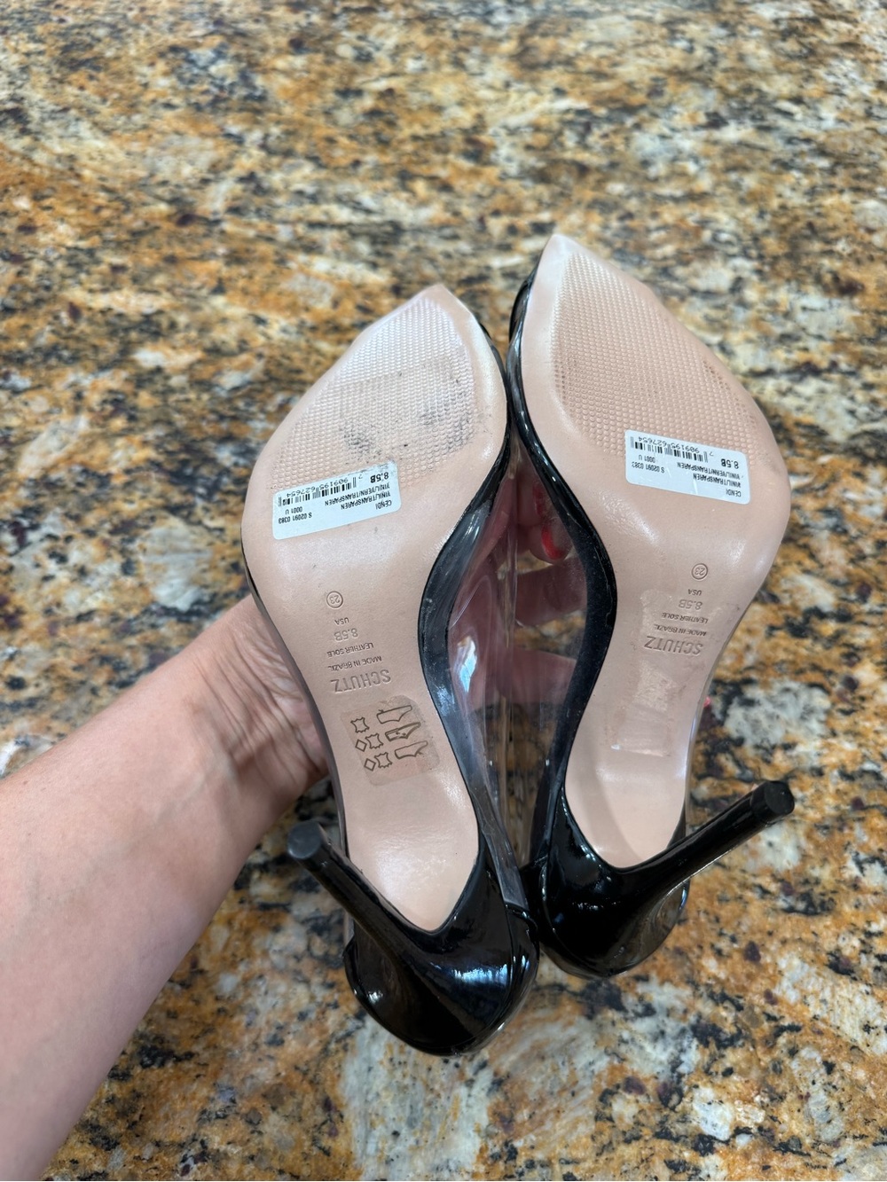 SCHUTZ Black Patent Pointed-Toe Clear sz8.5 - Picture 8 of 9